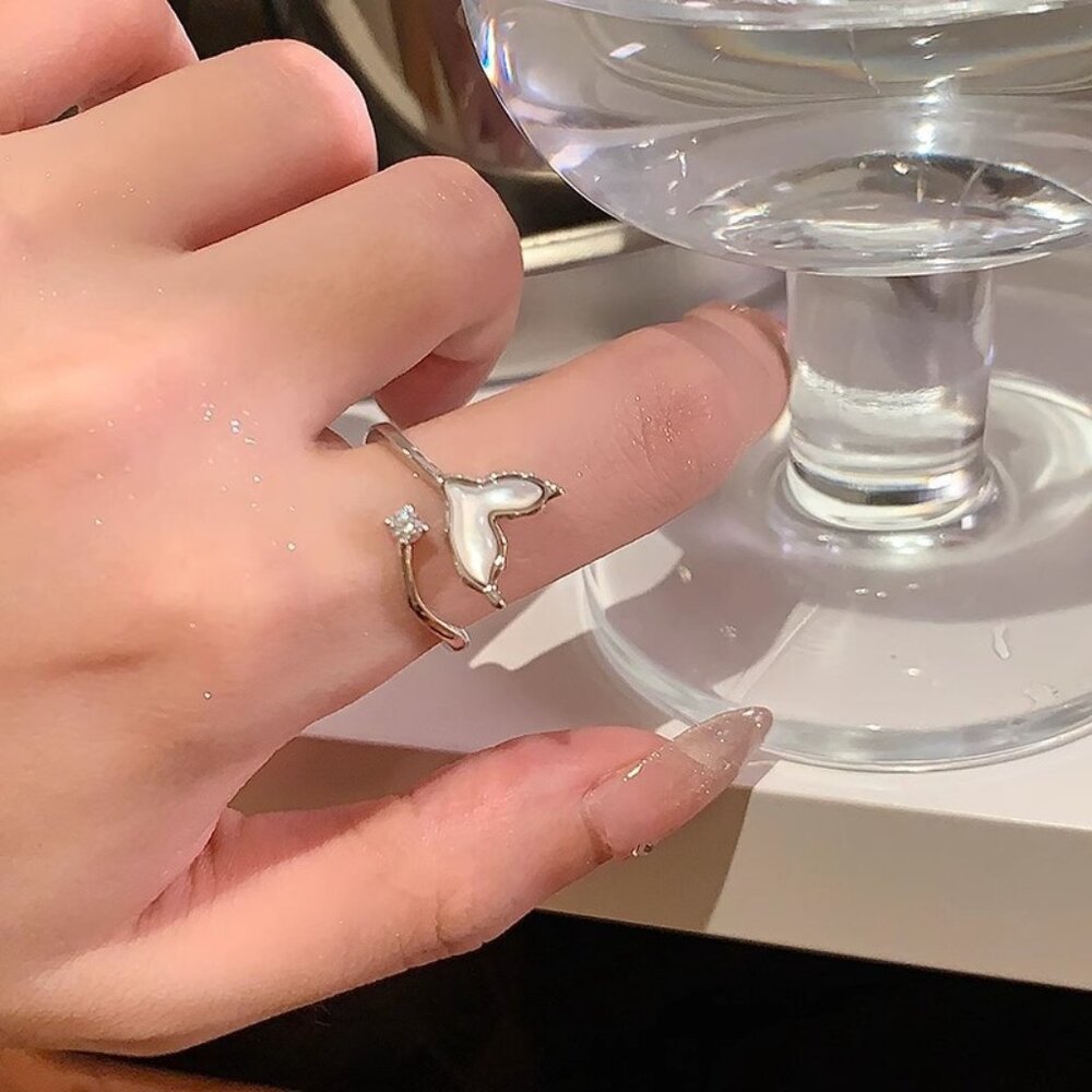 Heart Open Ring Adjustable Minimalist Heart Ring Silver Tone Romantic Ring Women